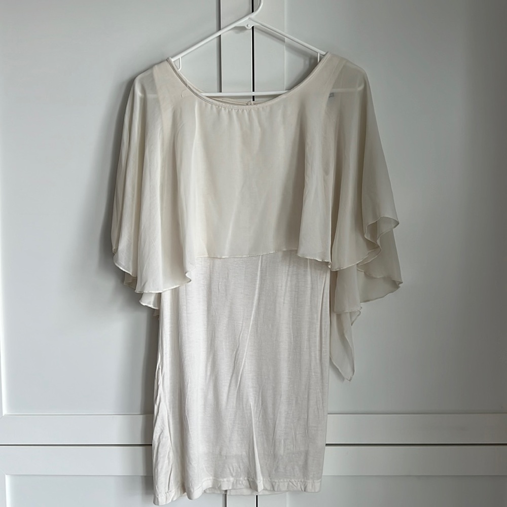 Off-White Cape Sleeve Backless Dress